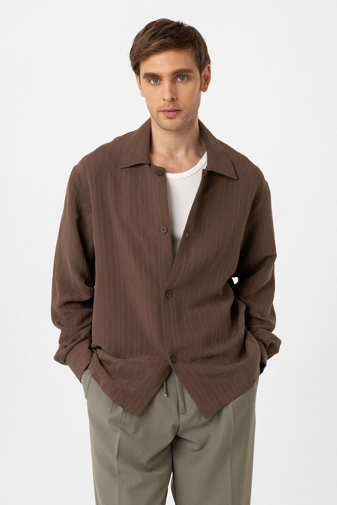 ANT Antioch Coffee Oversized Textured Men's Shirt - St. Albert