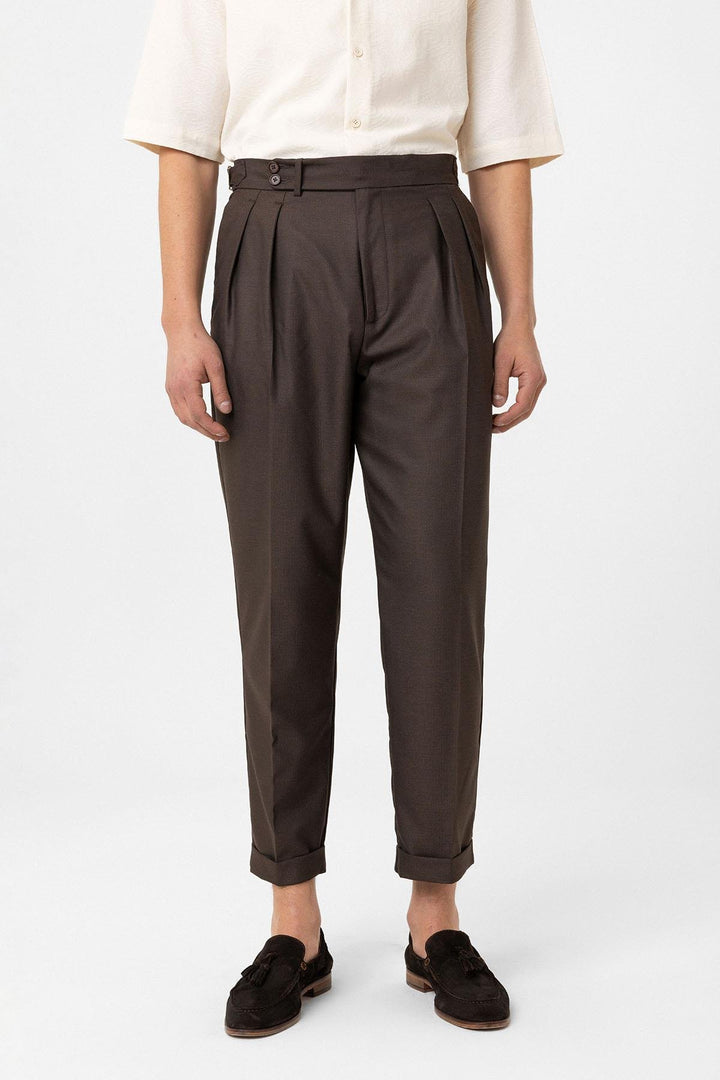 ANT Antioch Coffee Pinstripe High Waist Men's Pants - Klaipėda