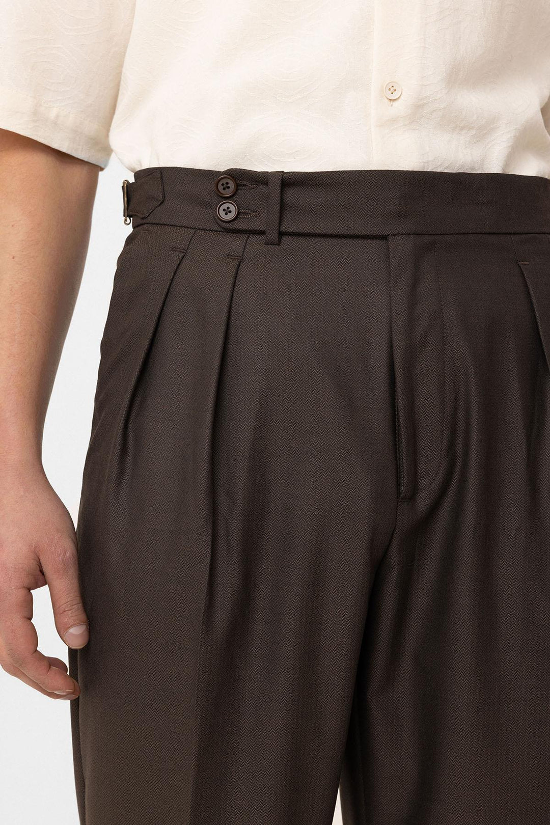 ANT Antioch Coffee Pinstripe High Waist Men's Pants - Klaipėda