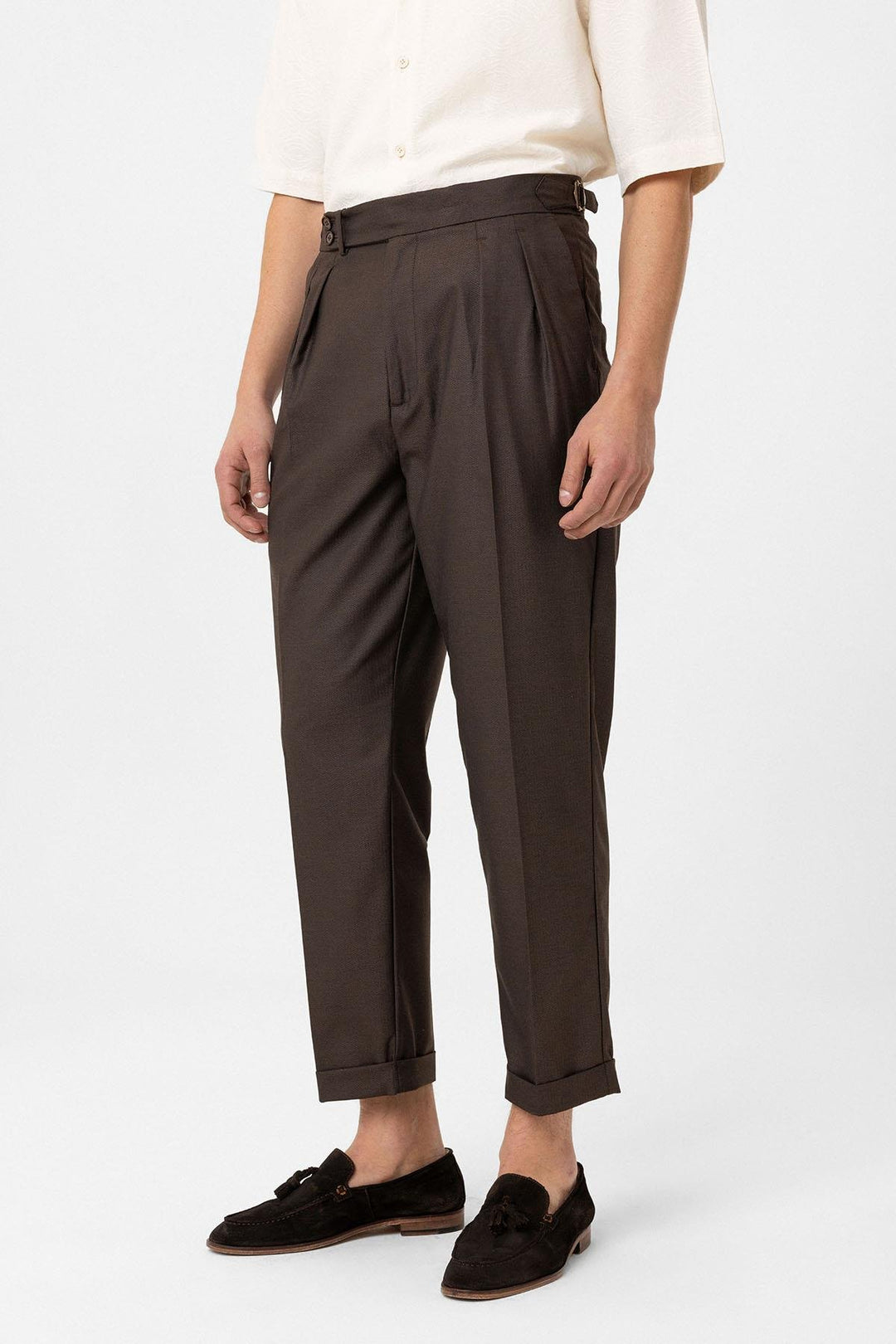 ANT Antioch Coffee Pinstripe High Waist Men's Pants - Klaipėda