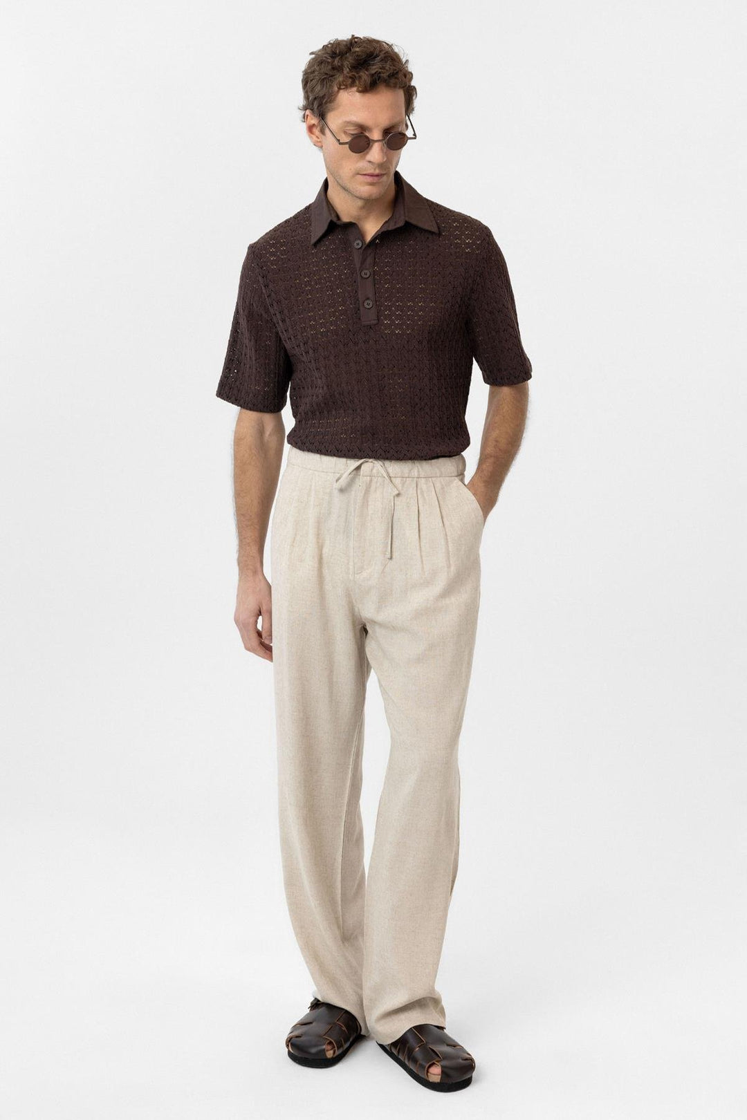 ANT Antioch Coffee Polo Neck Knitted Men's T-Shirt - Laindon
