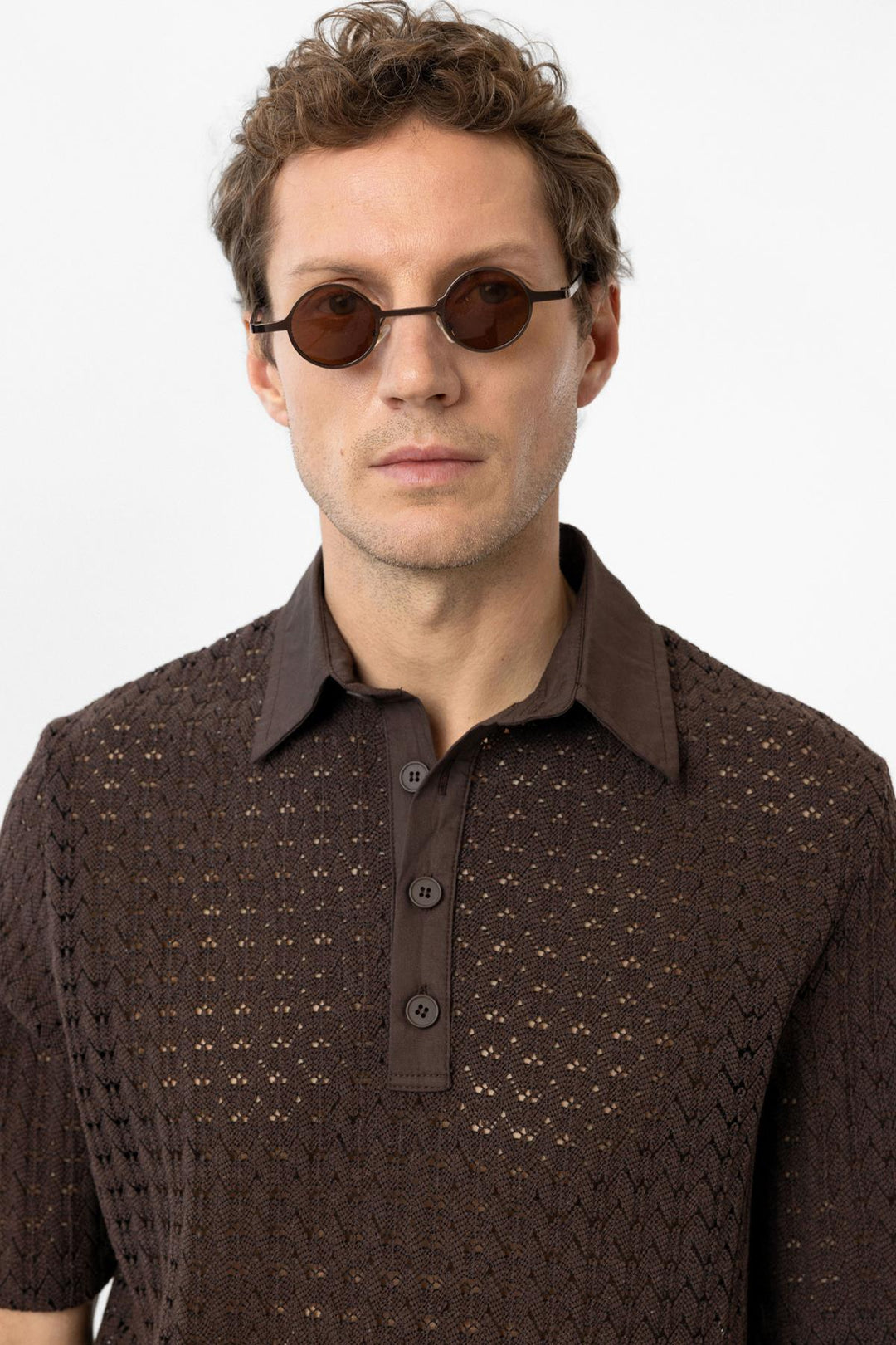ANT Antioch Coffee Polo Neck Knitted Men's T-Shirt - Laindon