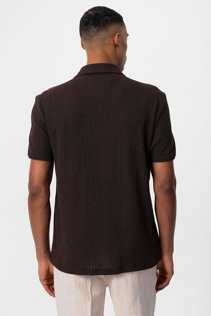 ANT Polo Neck Knitted Short Sleeve Men's Shirt - Visalia