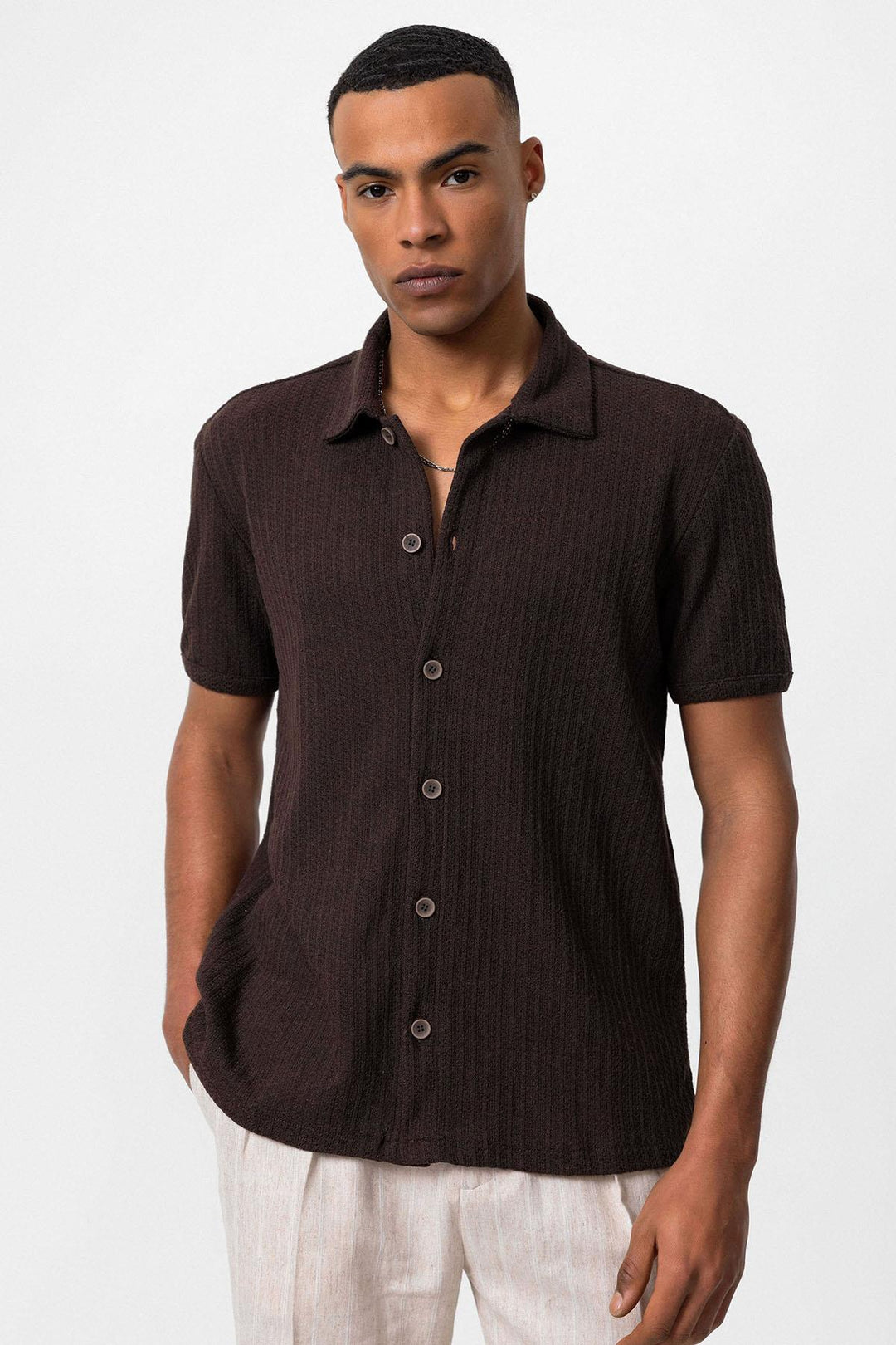 ANT Polo Neck Knitted Short Sleeve Men's Shirt - Visalia
