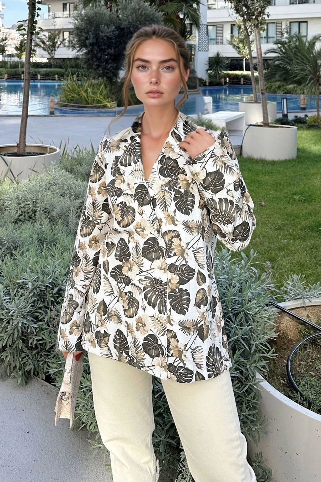 Coffee Comfortable Seasonal Patterned Jacket BCBSK-25700-3371 - Meppel