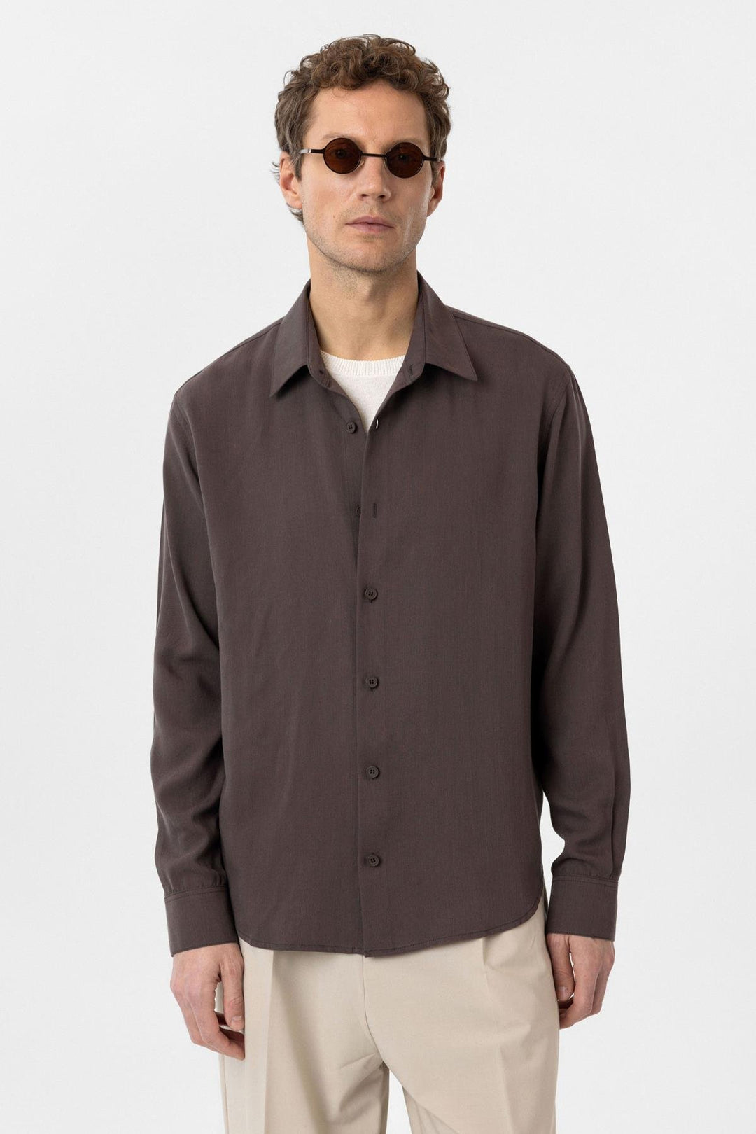 ANT Antioch Coffee Relax Fit Lyocell Fabric Men's Shirt - Nijmegen