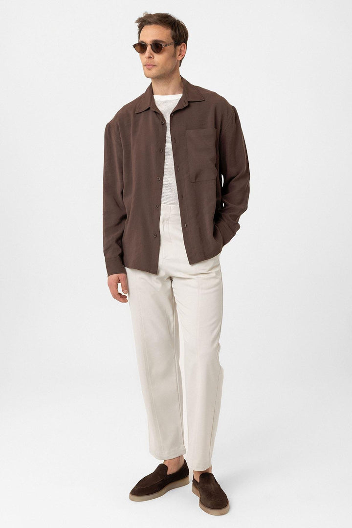 ANT Antioch Coffee Relax Fit Modal Fabric Men's Shirt - Warren