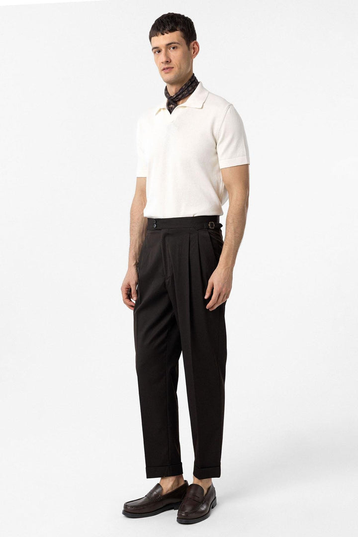 ANT Antioch Coffee High Waist Italian Cut Pleated Men's Pants - Ixtaczoquitlán
