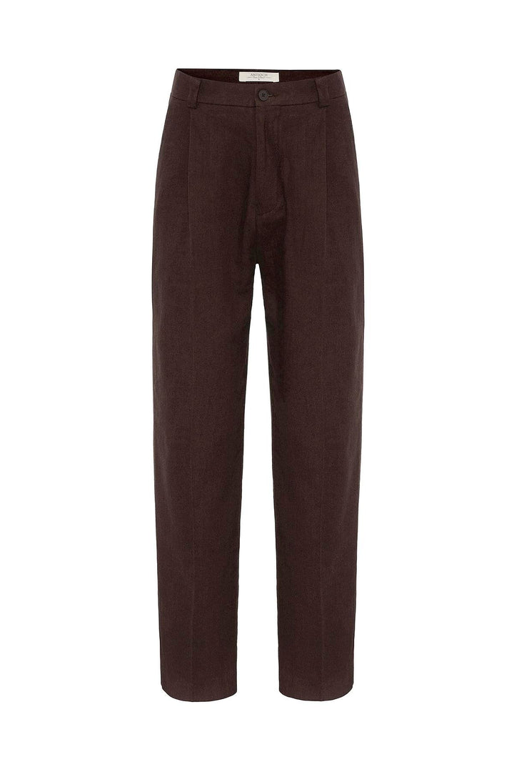 ANT Antioch Coffee High Waist Linen Blend Men's Pants - Pavia