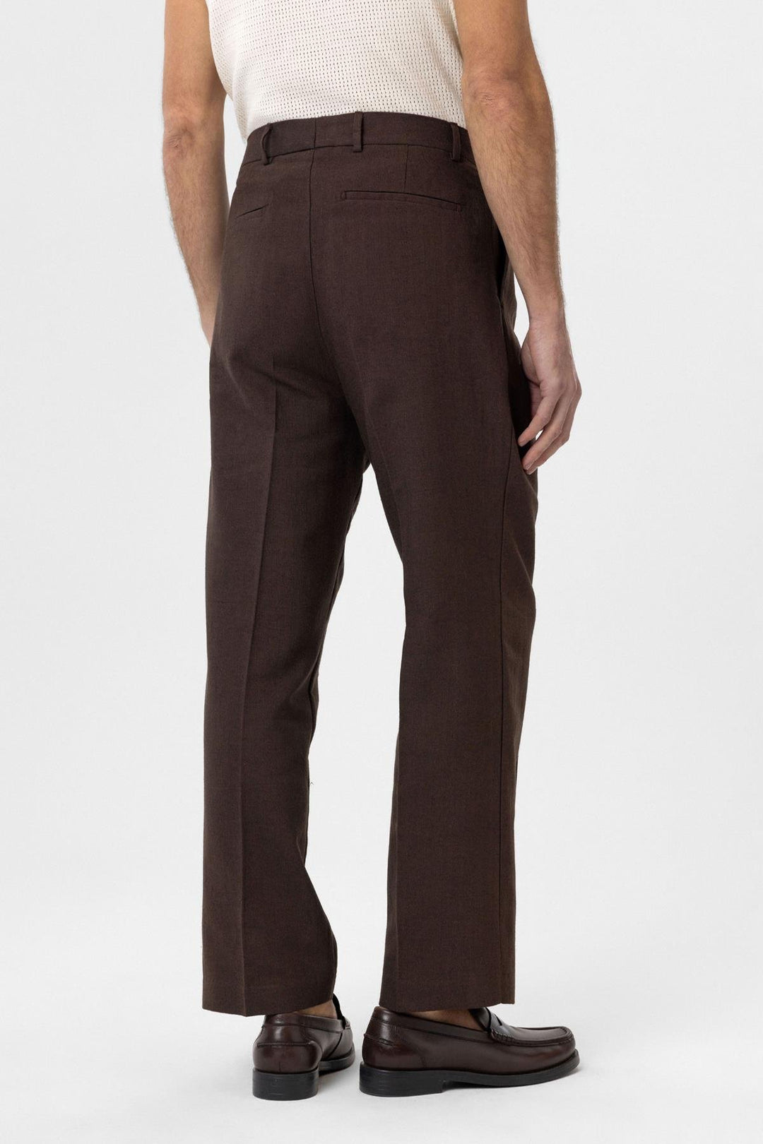 ANT Antioch Coffee High Waist Linen Blend Men's Pants - Pavia