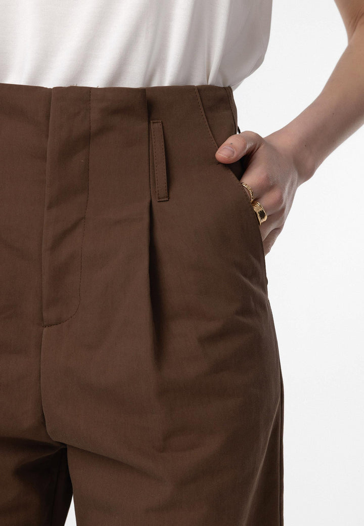ANT Antioch Coffee High Waist Buttoned Fit Women's Pants - Dovzhansk