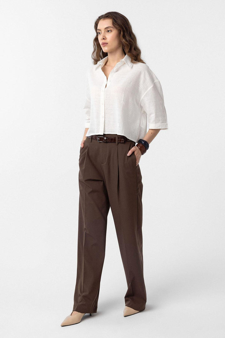 ANT Antioch Coffee High Waisted Belted Women's Pants - Warwick