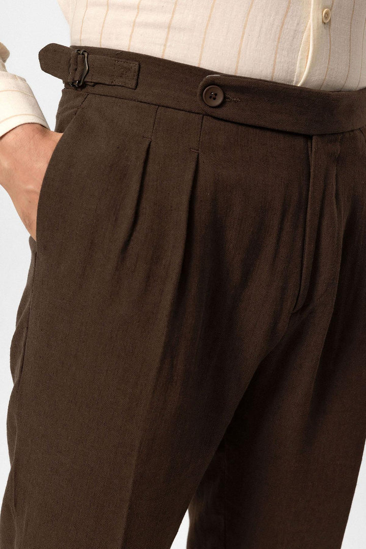 ANT High Waist Linen Blend Double Leg Men's Trousers - Kirkcaldy
