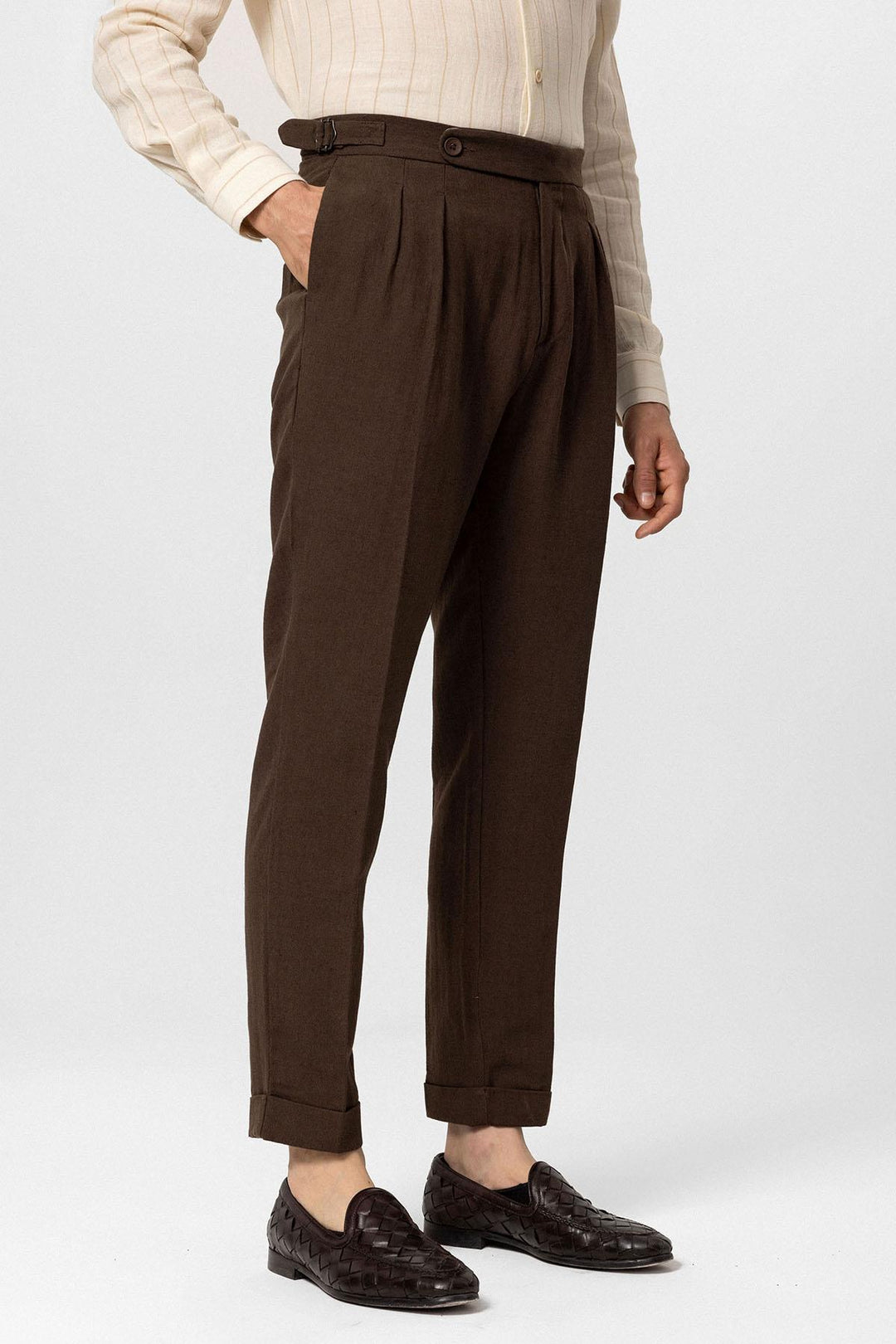 ANT High Waist Linen Blend Double Leg Men's Trousers - Kirkcaldy