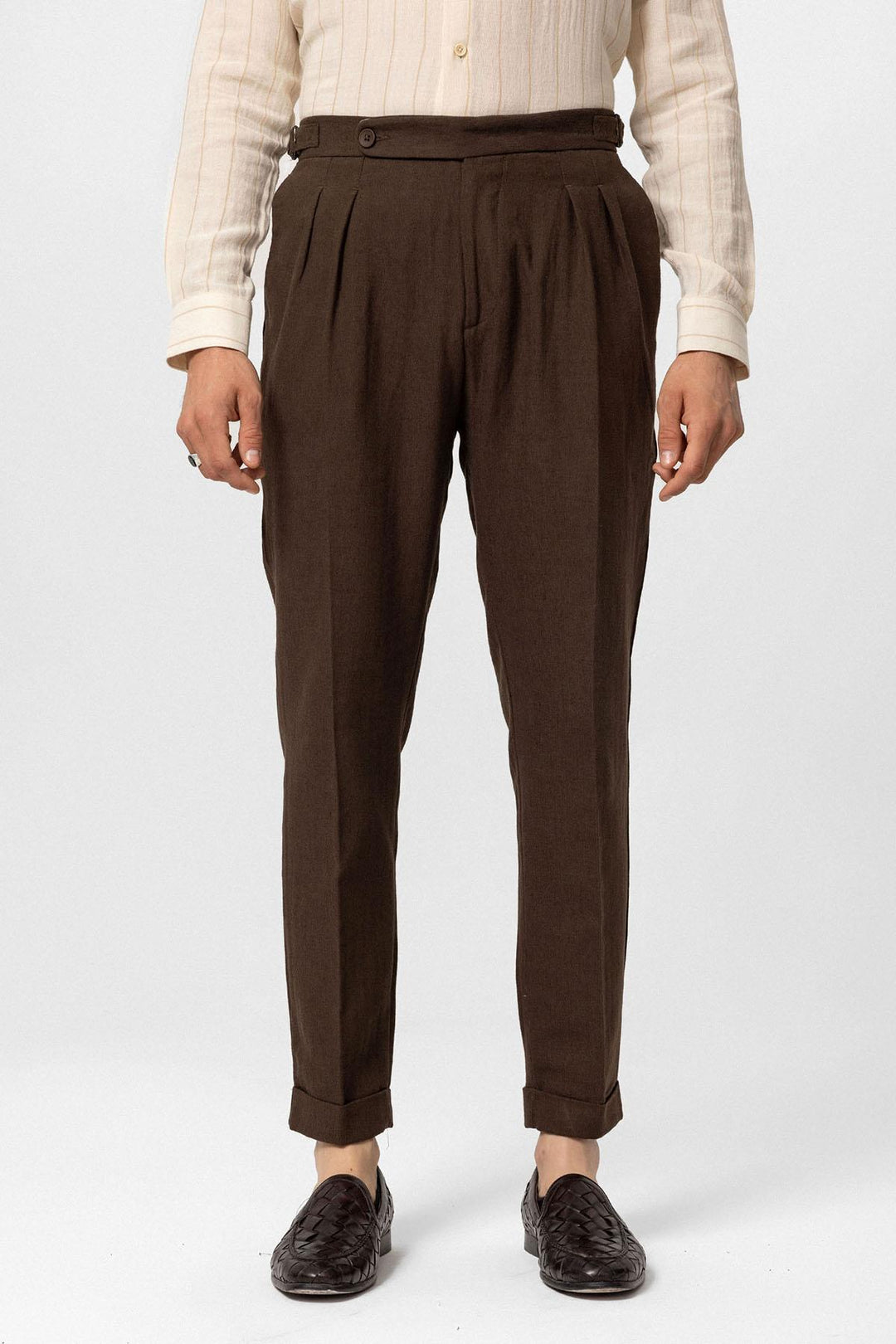 ANT High Waist Linen Blend Double Leg Men's Trousers - Kirkcaldy