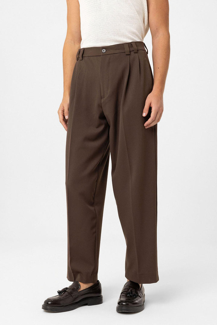 ANT Antioch Coffee High Waist Relax Fit Pleated Men's Pants - New Brunswick