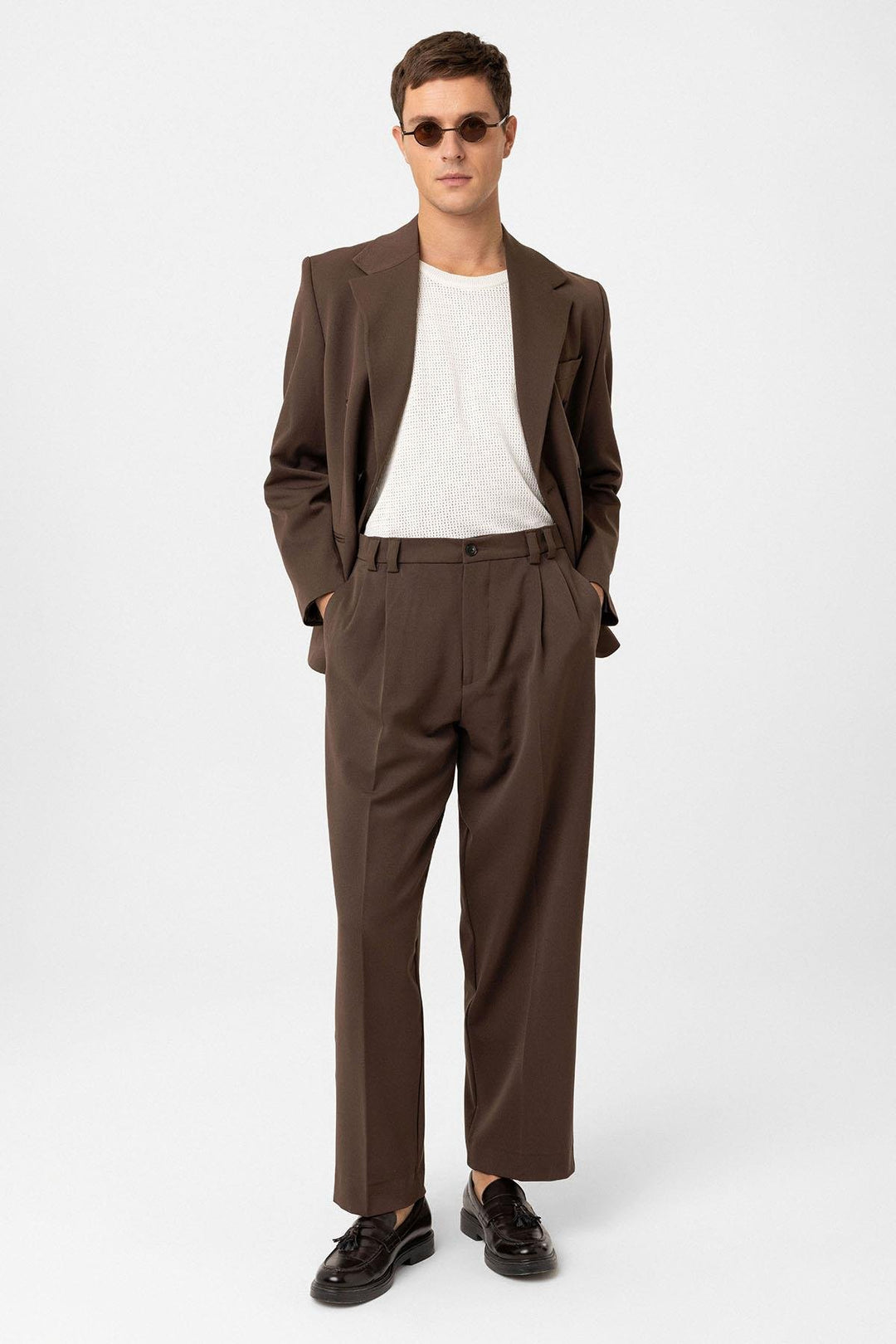 ANT Antioch Coffee High Waist Relax Fit Pleated Men's Pants - New Brunswick