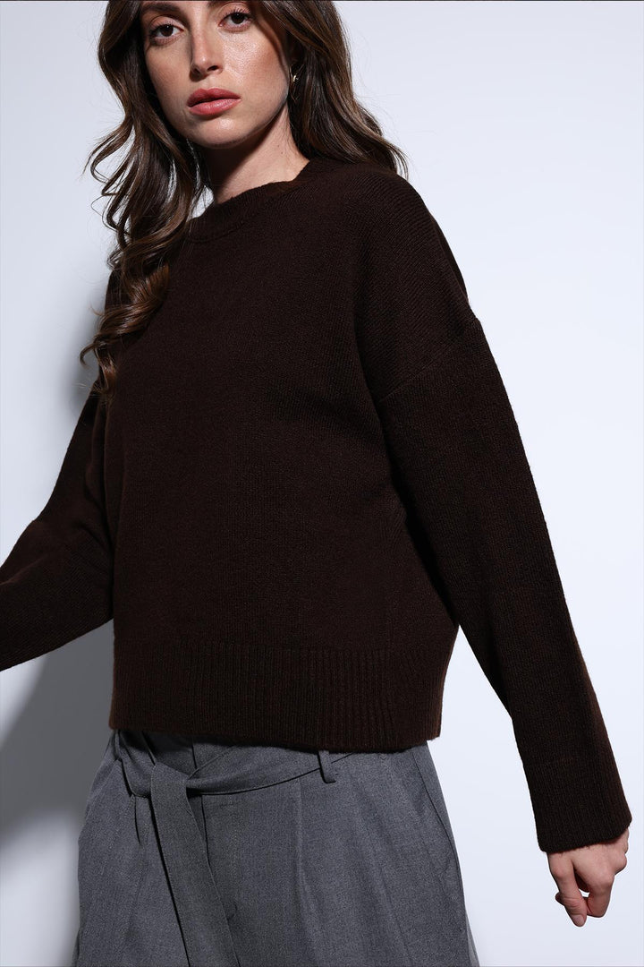 ANT Antioch Coffee Wool Blend Women's Sweater - San Severo