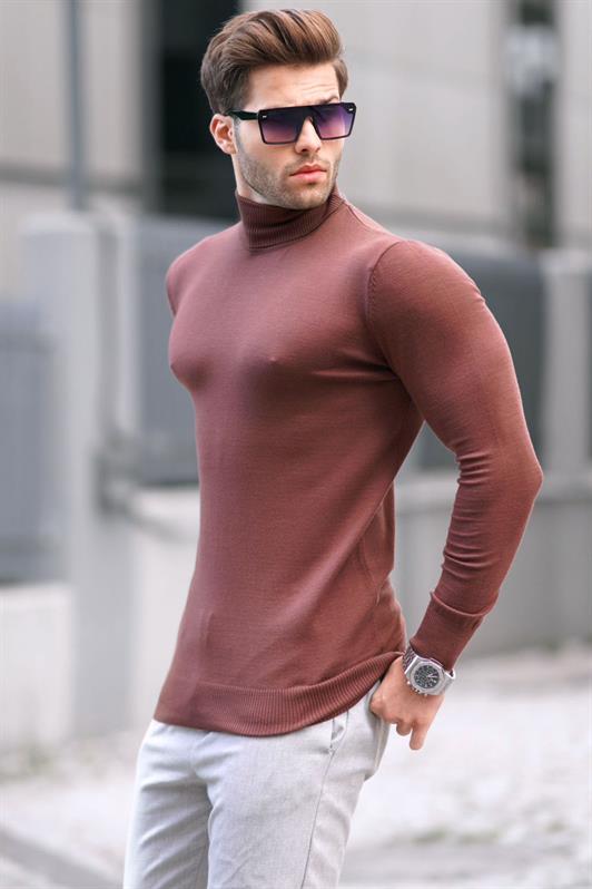 MDX Brown Fisherman Collar Men's Sweater 6809 - Mantes-la-Jolie