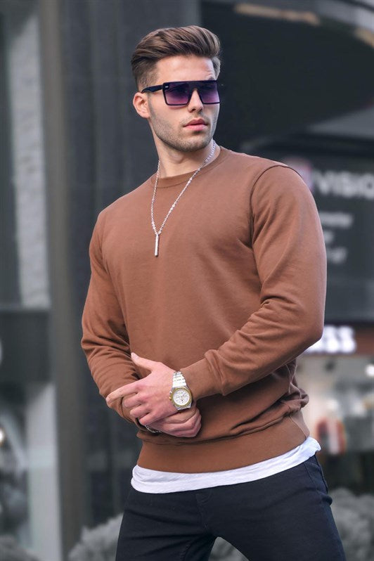 MDX Brown Basic Bicycle Neck Men's Sweatshirt 6047 - San Francisco