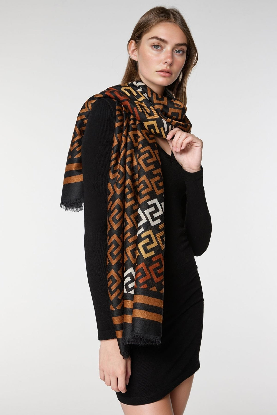 Brown3 Patterned Colorful Scarf BCNSV-25WT1022 - IJmuiden