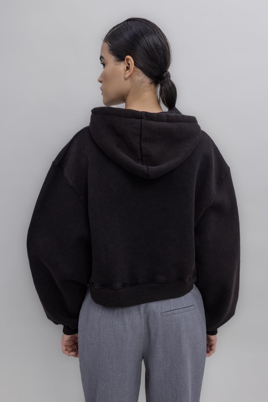 BSL Women Hooded Print Detailed Fleece Sweatshirt - Ramos Arizpe