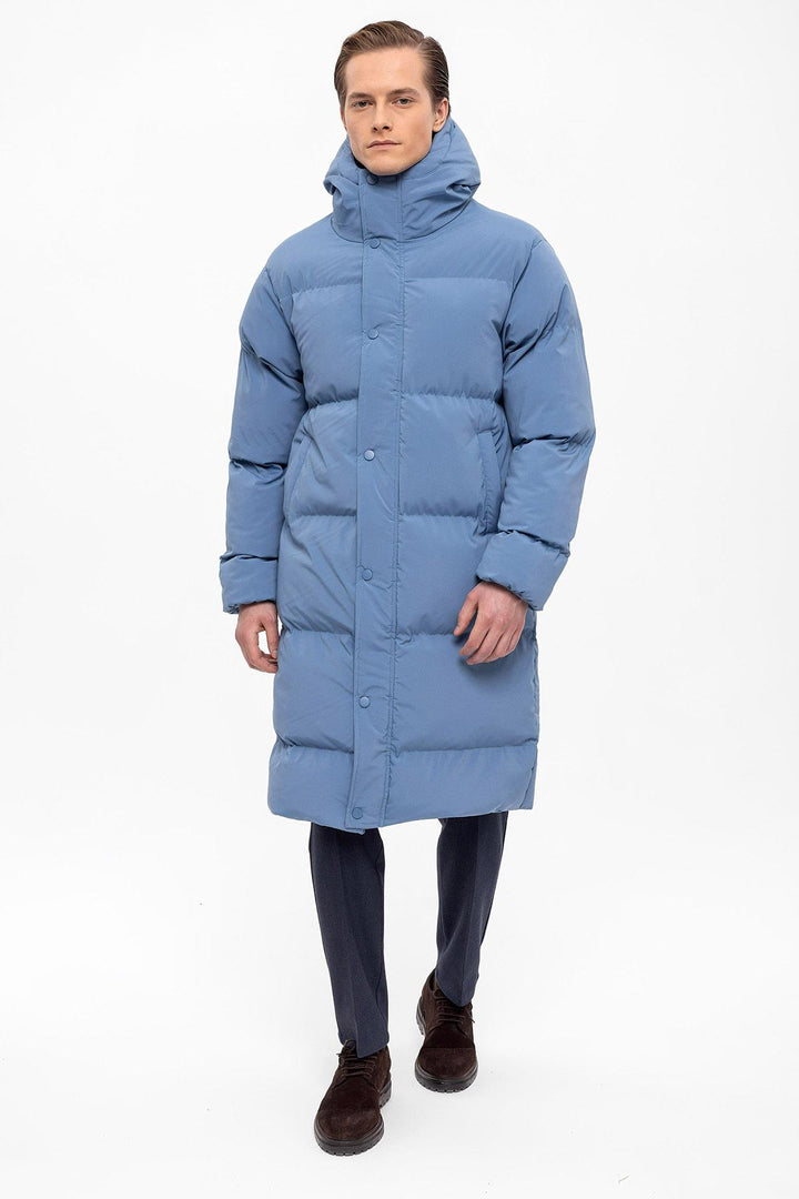 ANT Hooded Long Puffer Jacket - Silver Spring