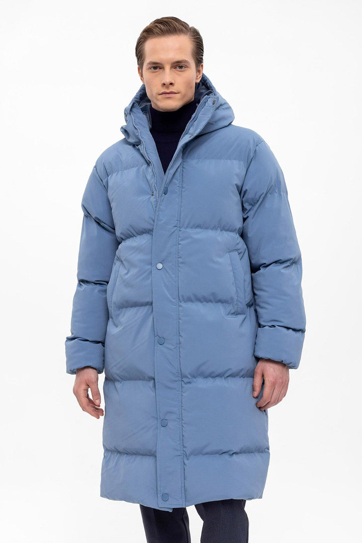 ANT Hooded Long Puffer Jacket - Silver Spring