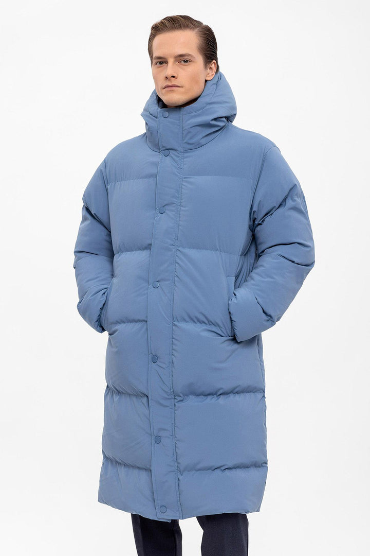 ANT Hooded Long Puffer Jacket - Silver Spring