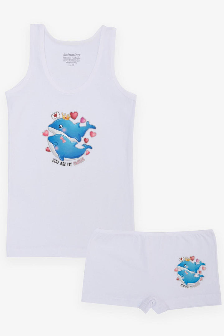 BRE Katamino Girl Child Athlete & Boxer Team Cute Dolphin Printed 30 Years, White - West New York