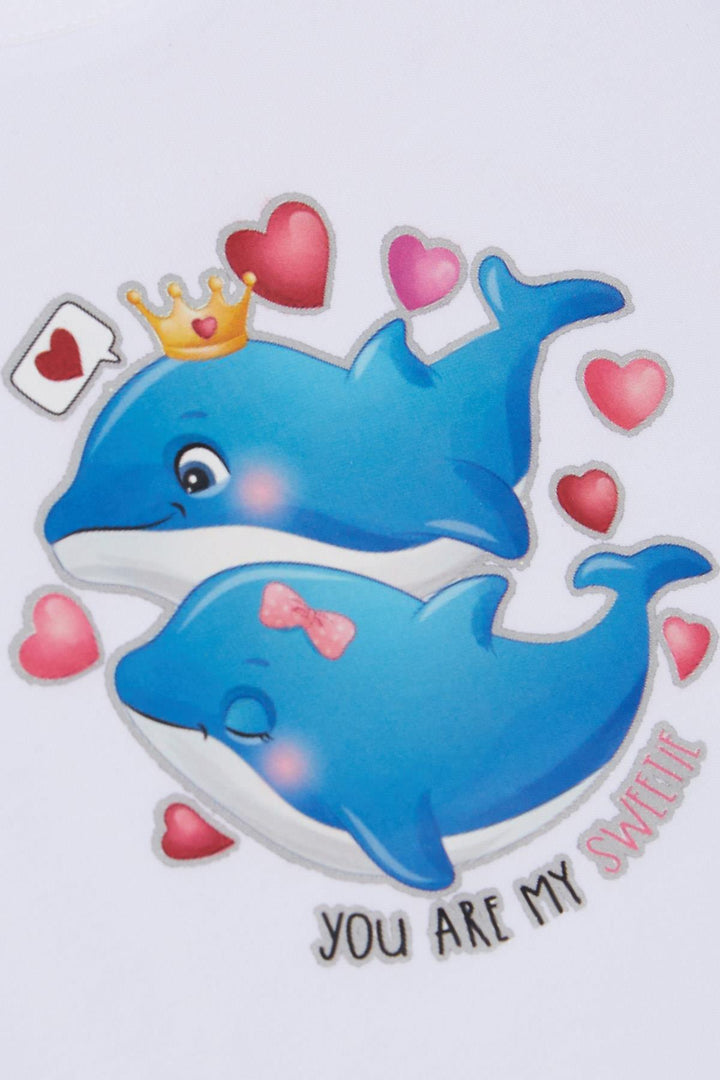 BRE Katamino Girl Child Athlete & Boxer Team Cute Dolphin Printed 30 Years, White - West New York