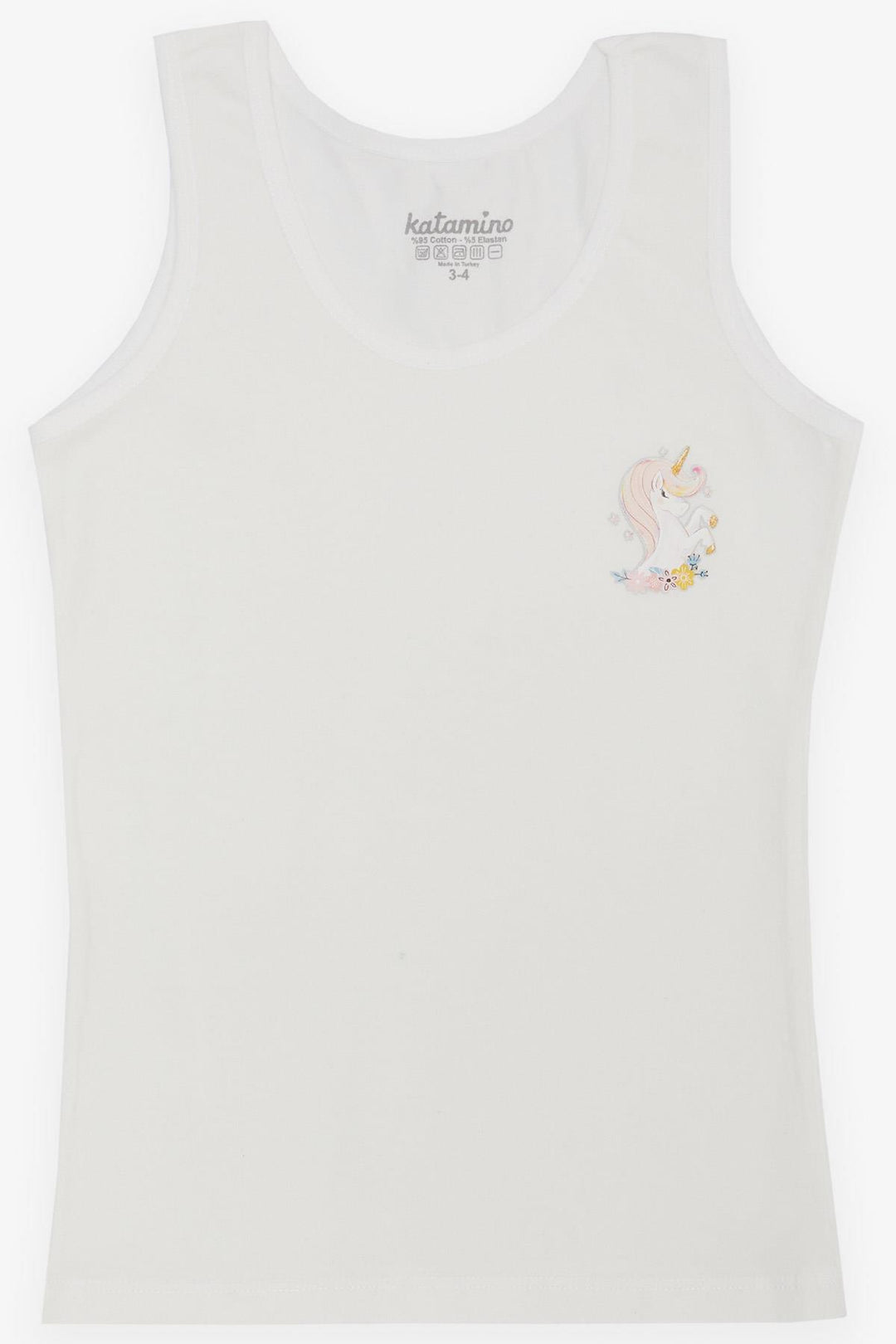 BRE Katamino Girl Child Tank Top & Slip Set Cute Unicorn Printed 10 Years, Ecru - Woonsocket