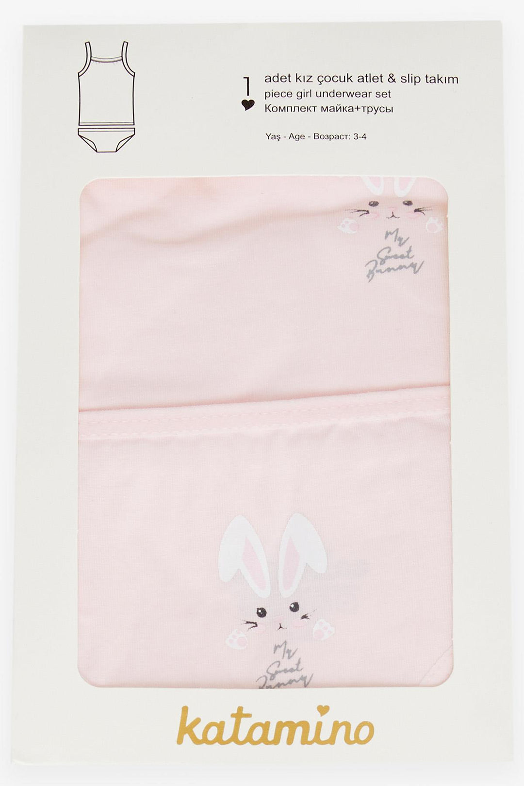 BRE Katamino Girl Child Athlete & Slip Set Cute Bunny Printed 1-8 Years, Pink - Actopan