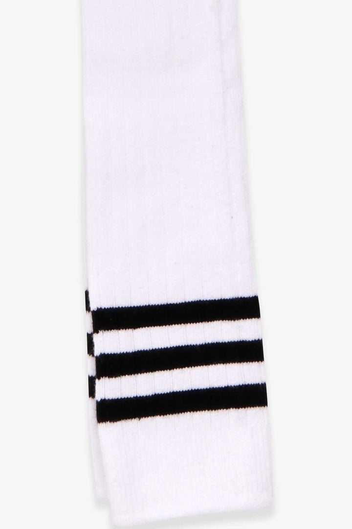 BRE Katamino Girl's Knee-High Socks Striped 7-834 Years, White - Berdiansk