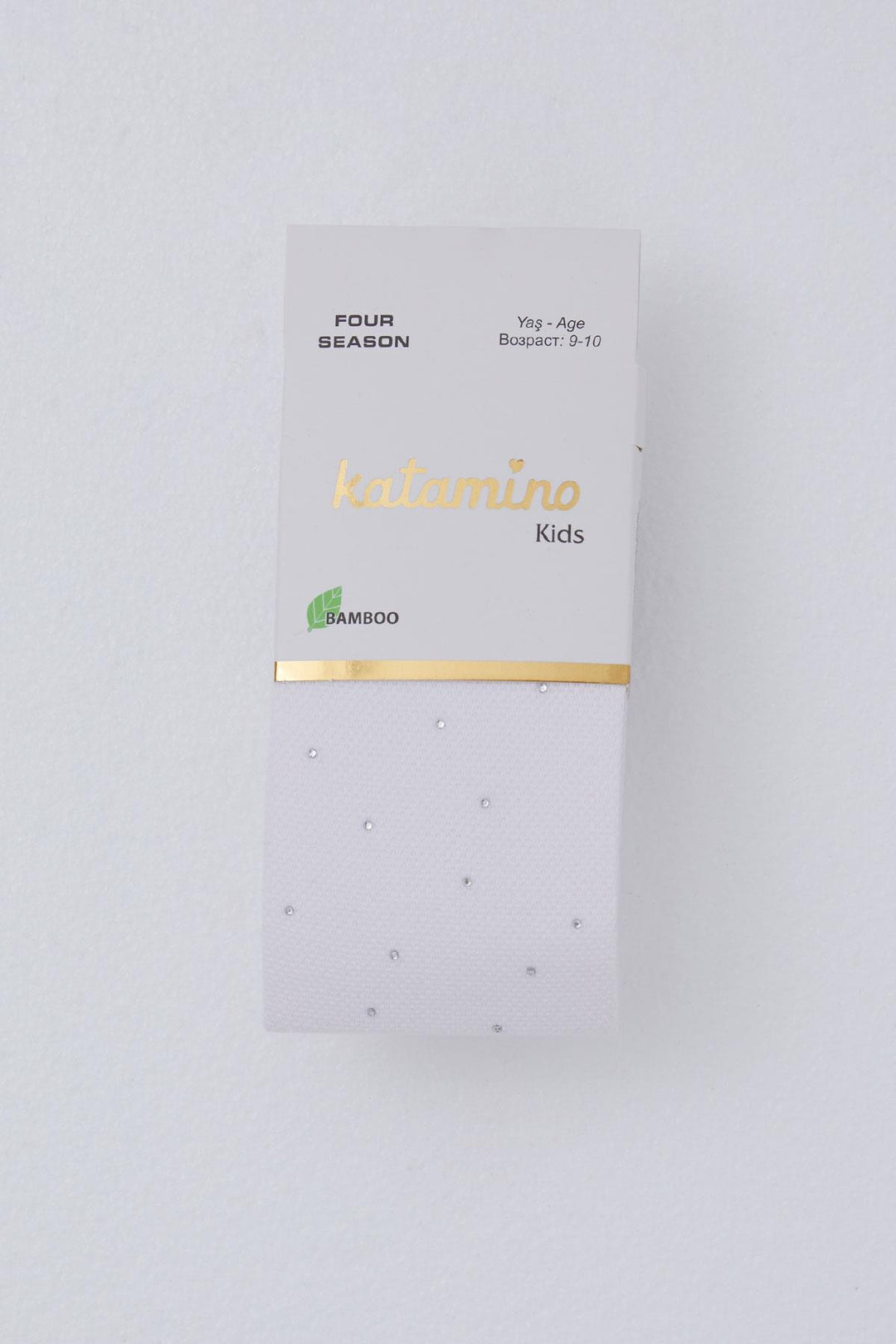 BRE Katamino Girl's Tights with Stone Accessories Textured 70 Years, Ecru - Apatzingan de la Constitucion