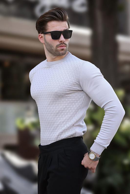 MDX Gray Patterned Men's Knit Sweater 7266 - Winsen