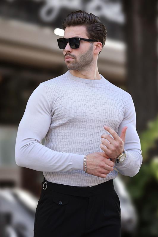 MDX Gray Patterned Men's Knit Sweater 7266 - Winsen