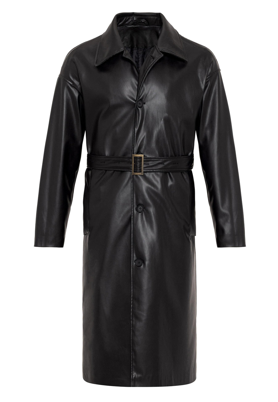 ANT Belt Detailed Faux Leather Trench Coat - Schertz