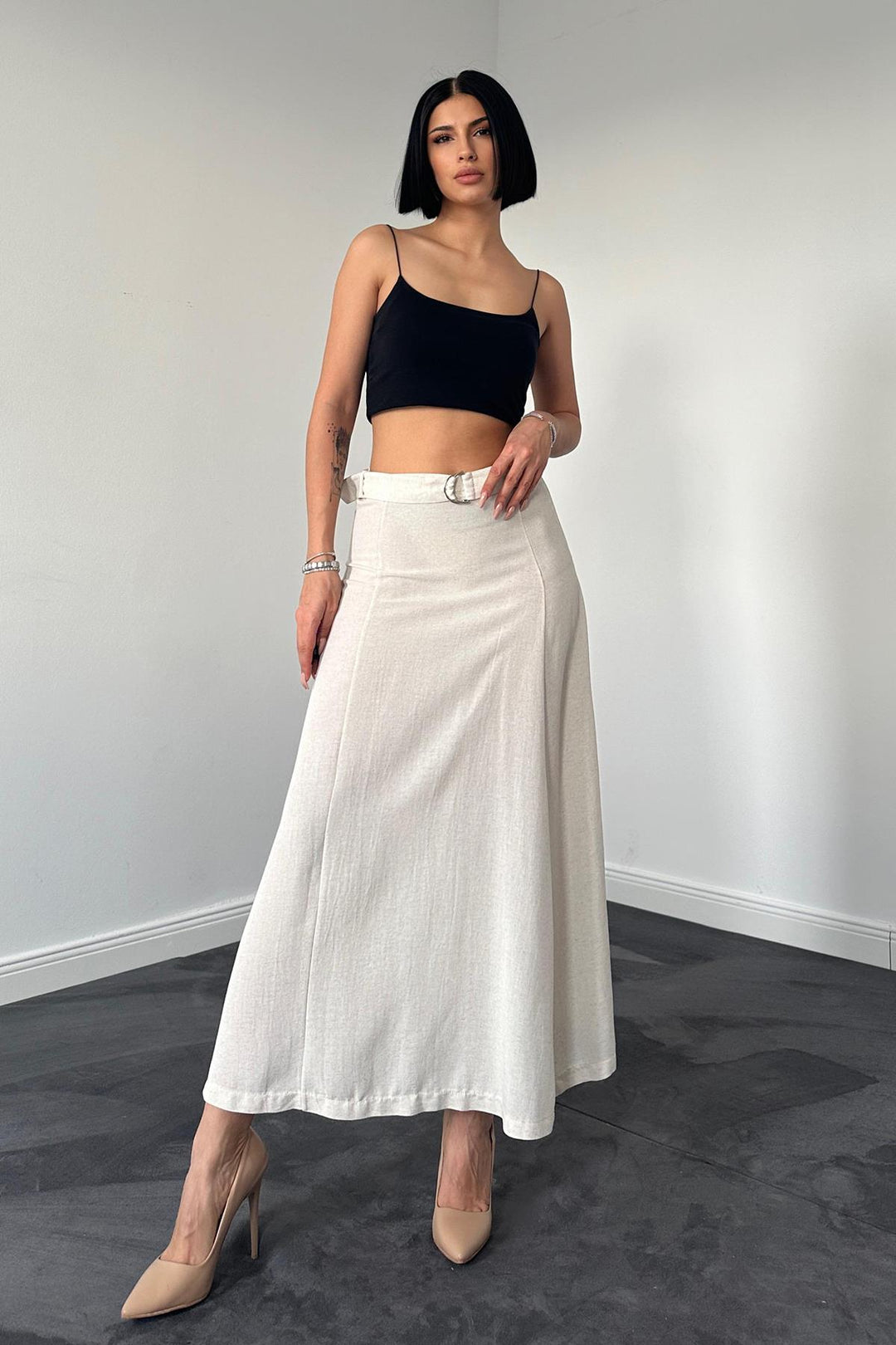 ELS Belted Skirt - Beige - Anchorage
