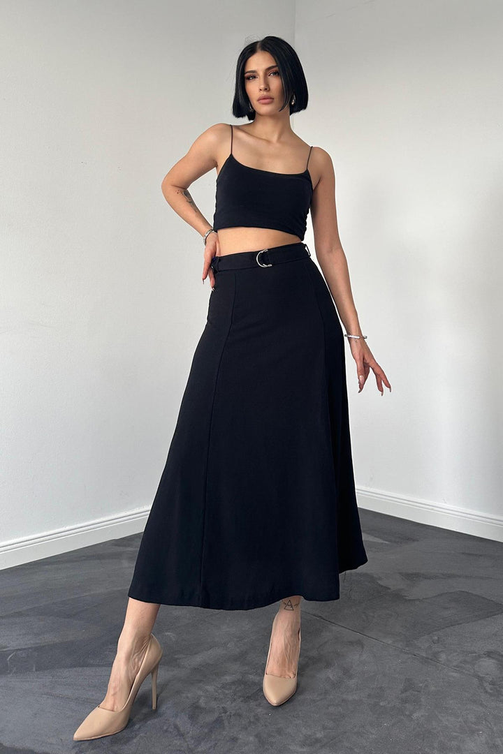 ELS Belted Skirt - Black - Batumi