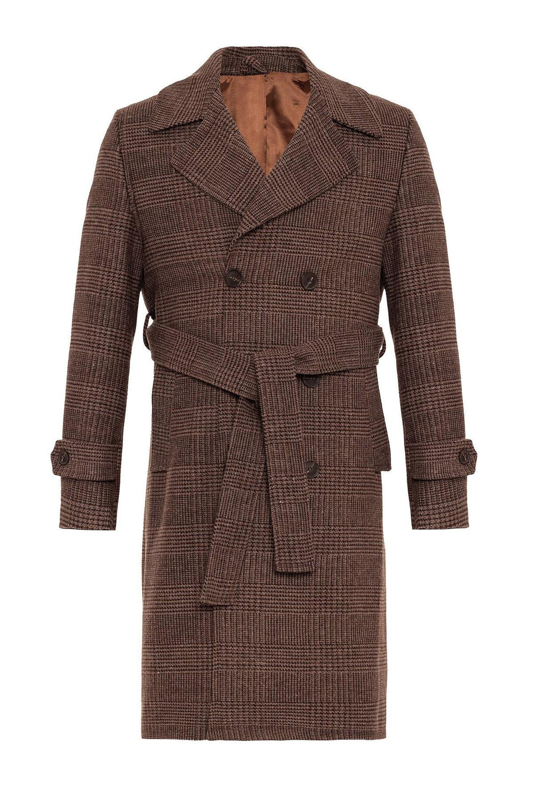 ANT Belted Double Breasted Closure Plaid Men's Coat - Reston