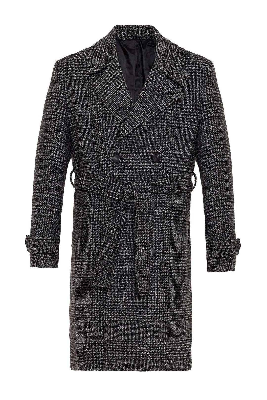 ANT Belted Double Breasted Closure Plaid Men's Coat - Central Coast