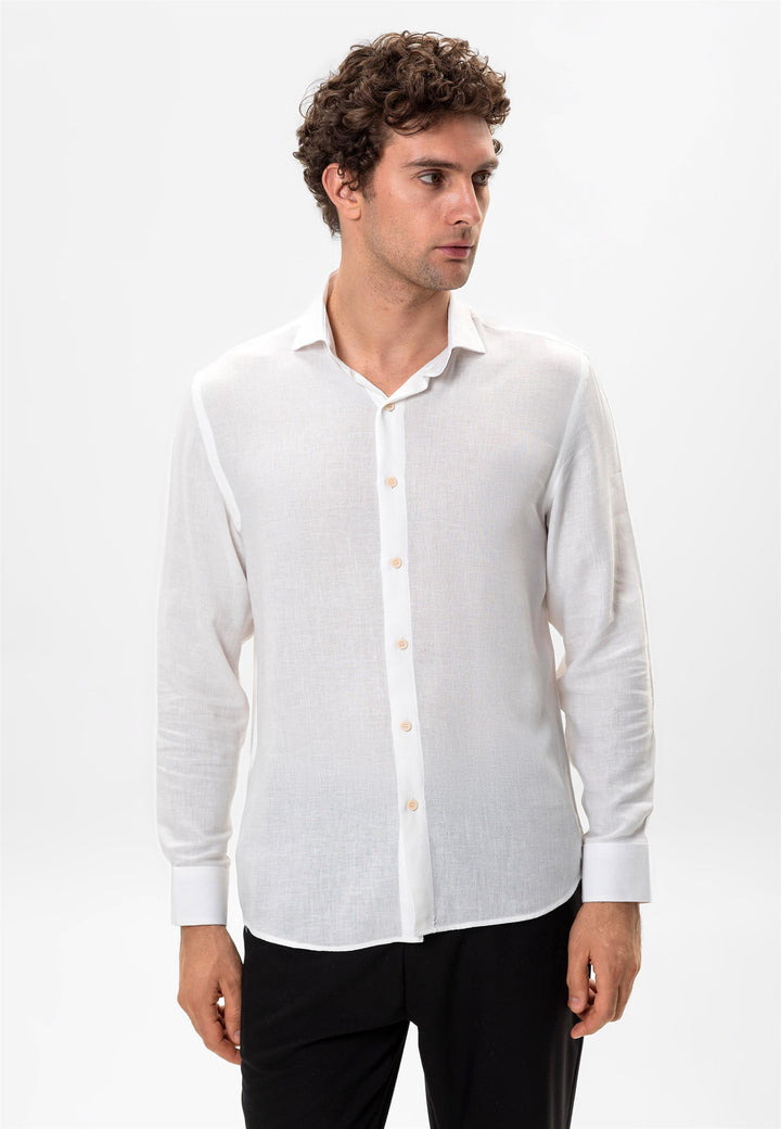 ANT Linen Blended Relax Fit Men's Shirt - Auburn
