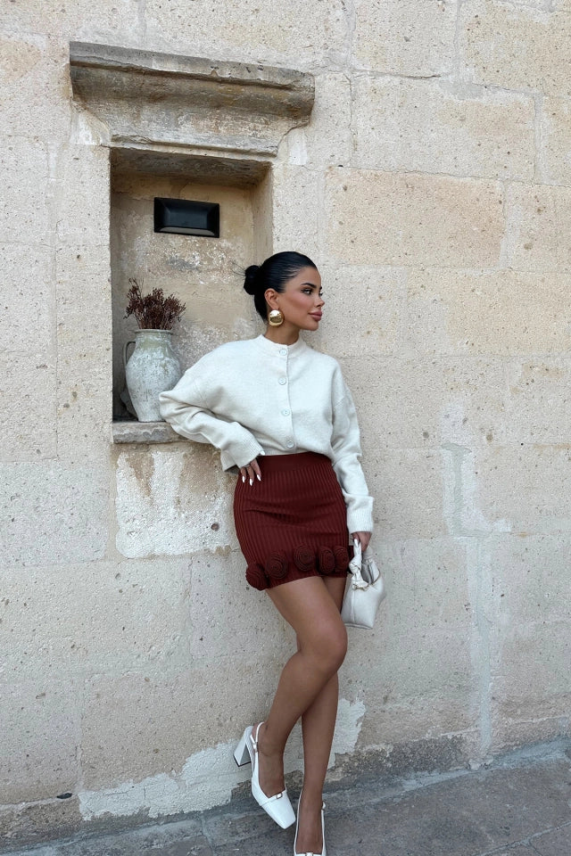 EYY Women Tile Rose Detail High Waist Mini Skirt - Augsburg