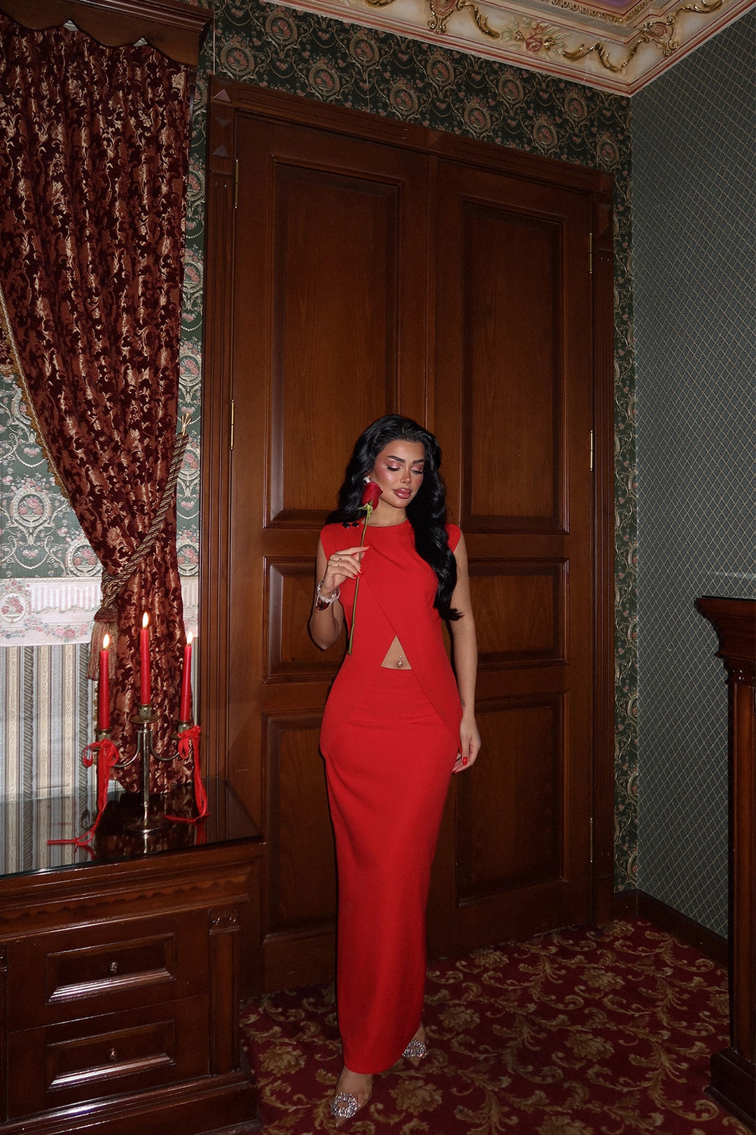 EYY Women Red Skirt Suit - Jeffersonville