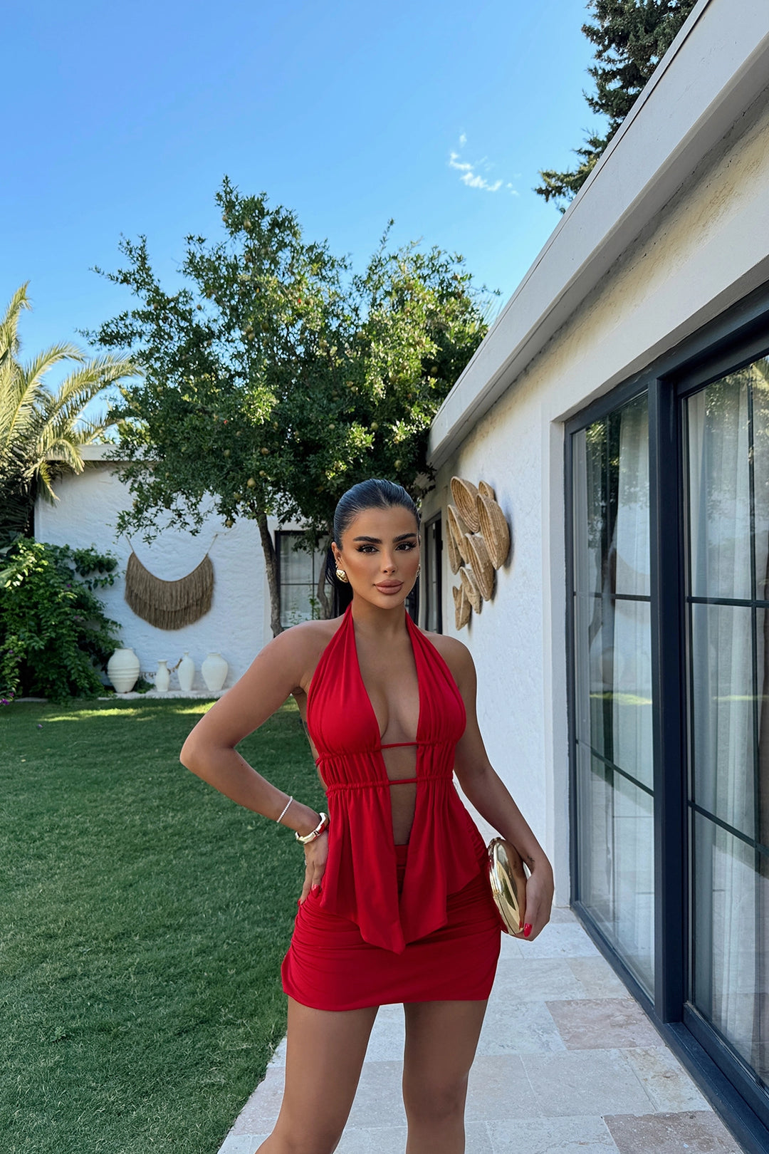 EYY Women RED SAMBA SKIRT SUIT - Stamford