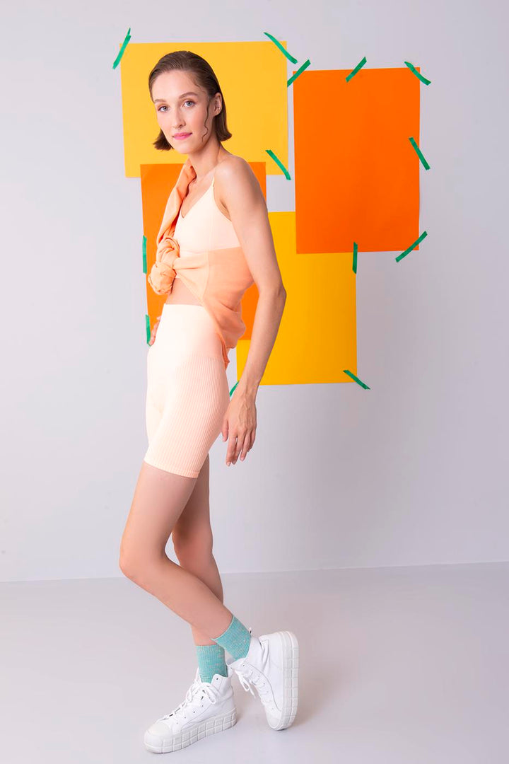 BSL Women Rib Knit Capri Sports Leggings - Cihuatlán