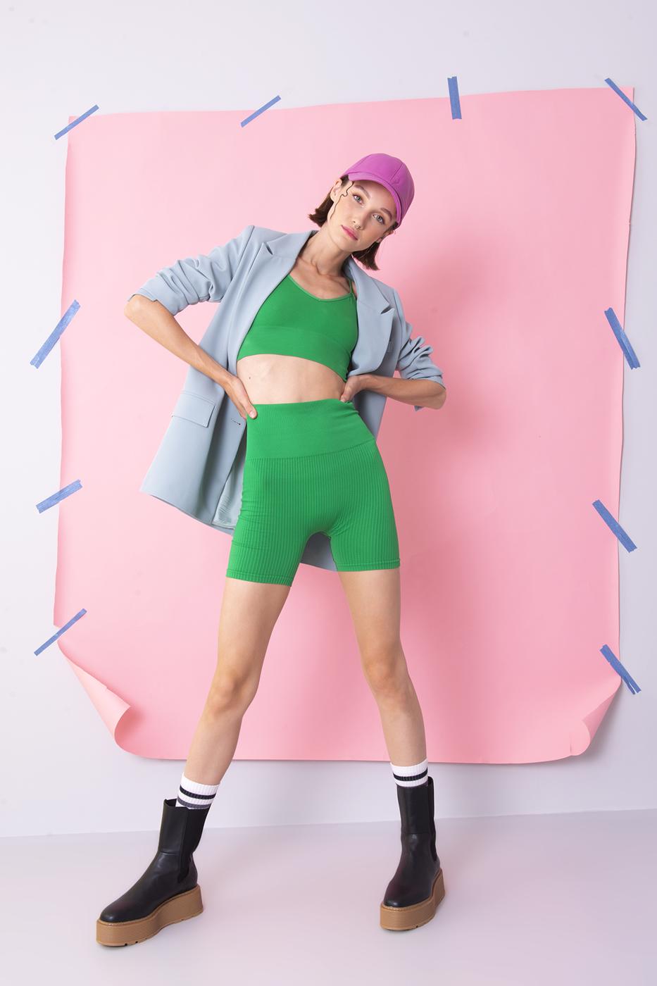 BSL Women Rib Knit Capri Sports Leggings - Mettmann