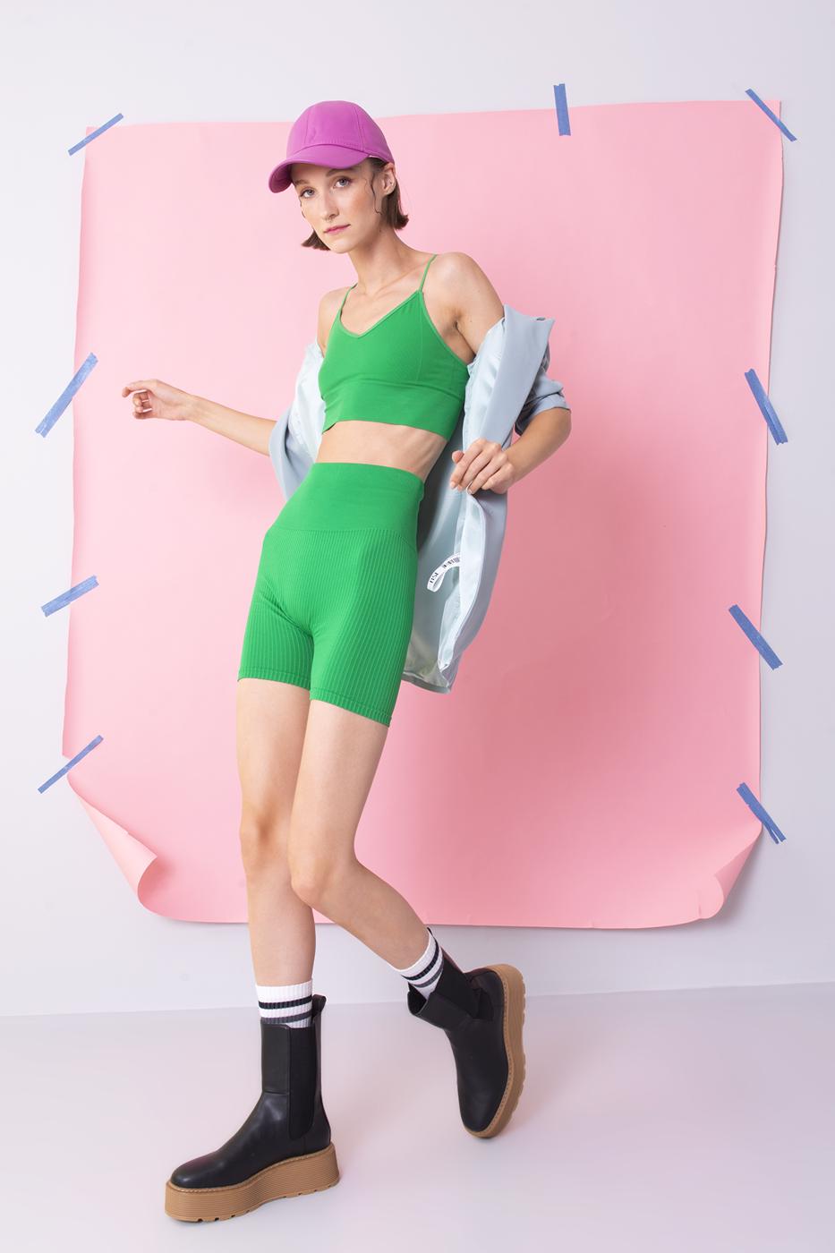 BSL Women Rib Knit Capri Sports Leggings - Mettmann