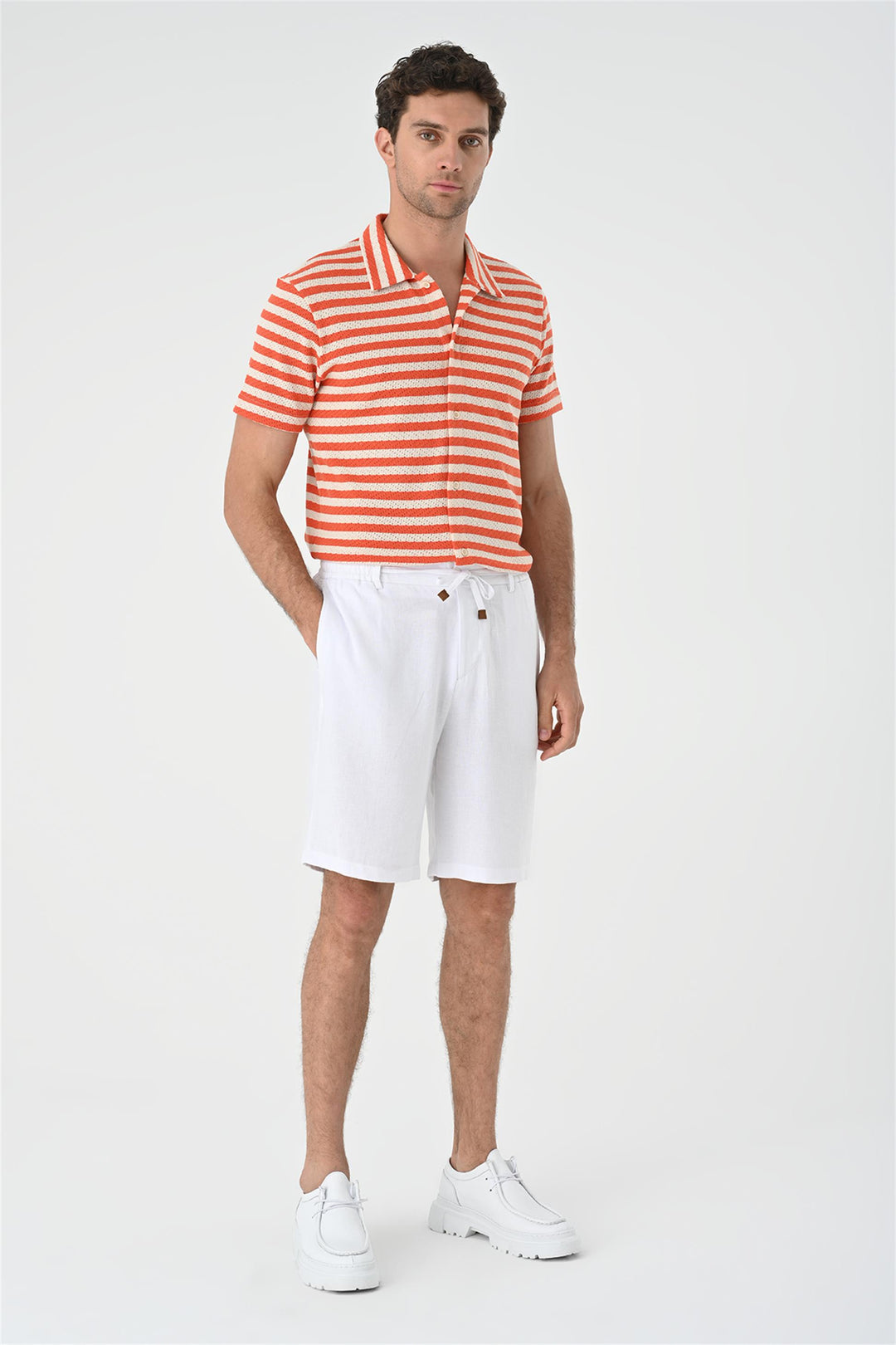 ANT Short Sleeve Striped Men's Knitwear Shirt - Santa Catarina Otzolotepec